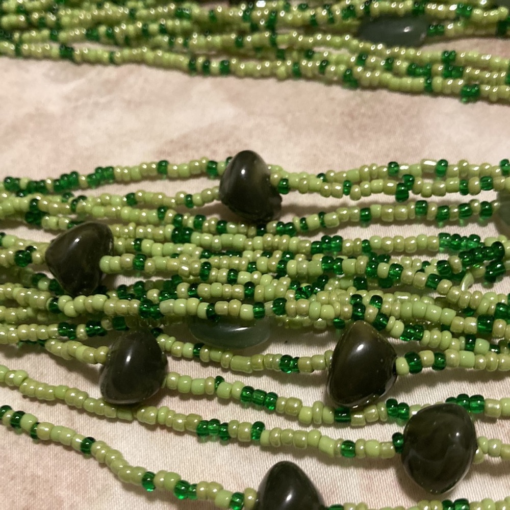 Multi colored green beaded versatile necklace/belt - image 3